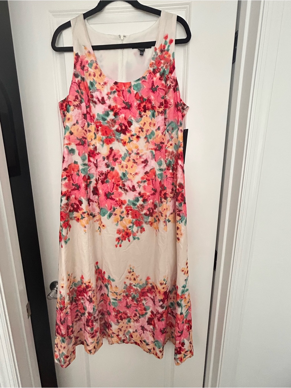 Maggy London Cream Midi Dress with Pink Floral Print